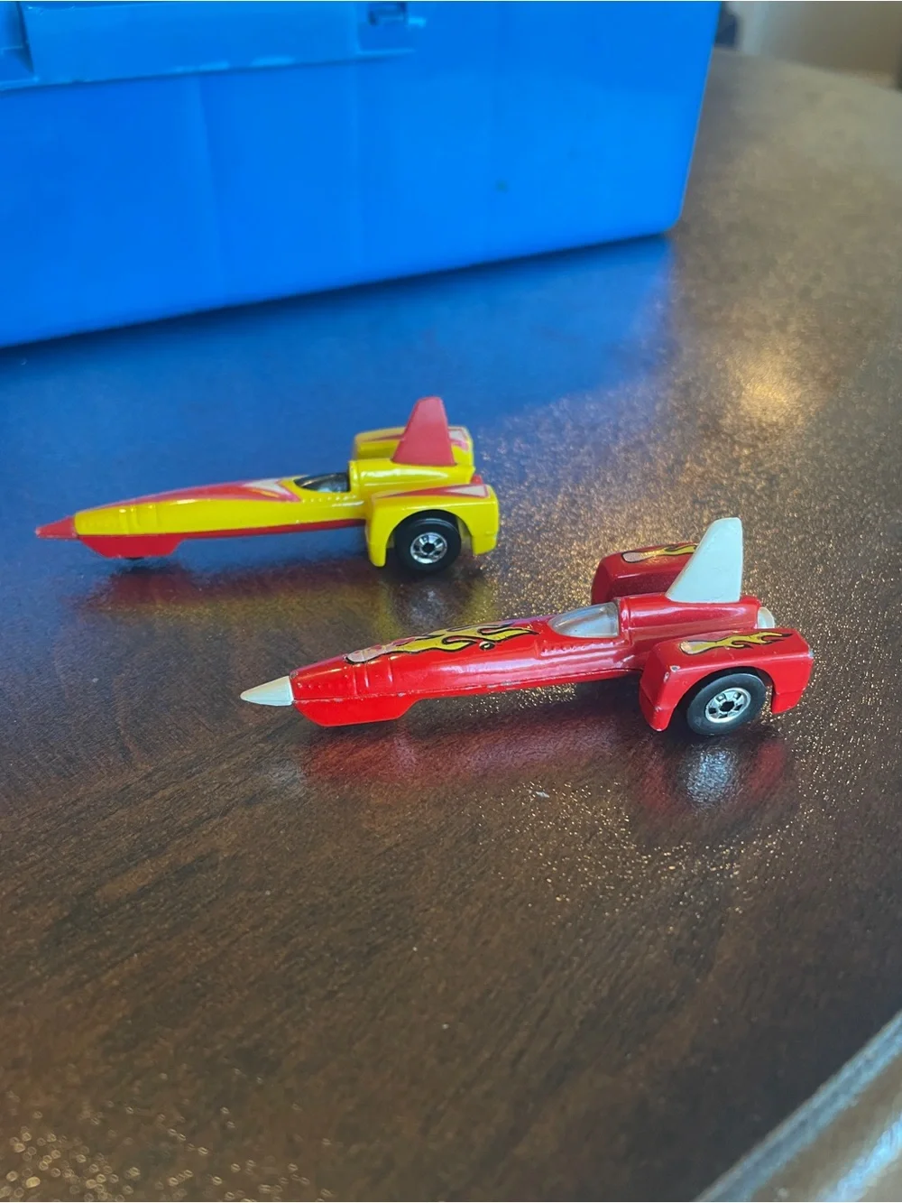 2 Vintage Hot Wheels Land Speed Jet Rocket Cars 1979, RedFlames- X8 yellow/red